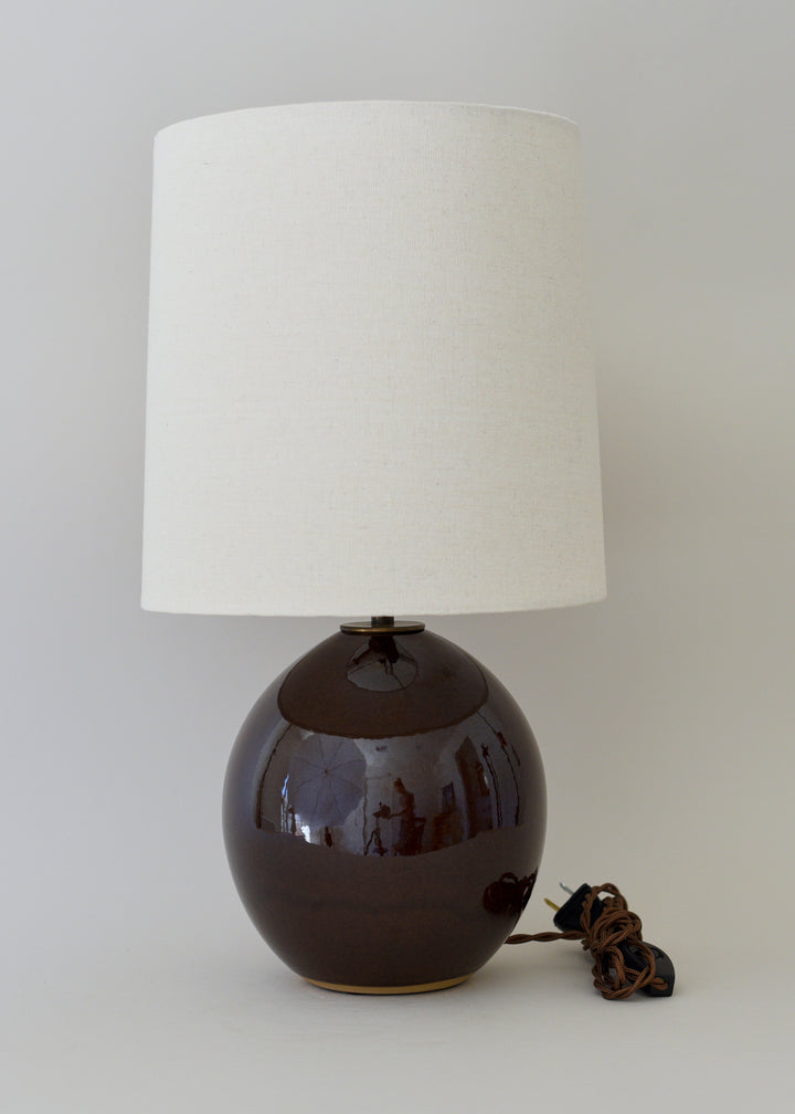 Small Orb Lamp in Dark Amber - Victoria Morris Pottery