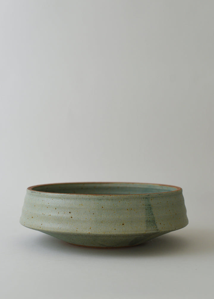 Large Ridged Architectural Bowl in Copper Green - Victoria Morris Pottery