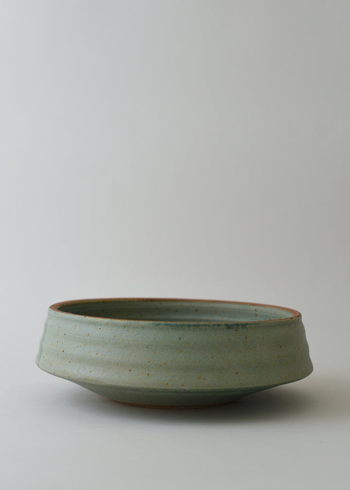 Large Ridged Architectural Bowl in Copper Green - Victoria Morris Pottery