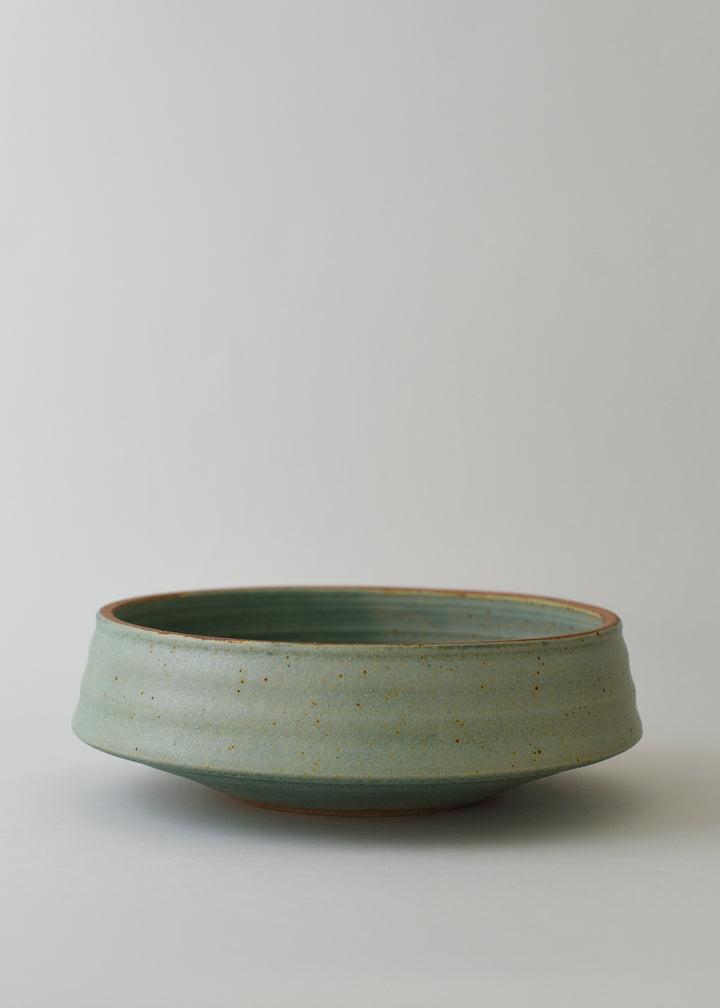 Large Ridged Architectural Bowl in Copper Green - Victoria Morris Pottery