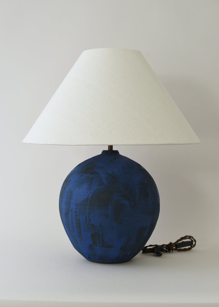 Large Orb Lamp in Brushed Cobalt - Victoria Morris Pottery