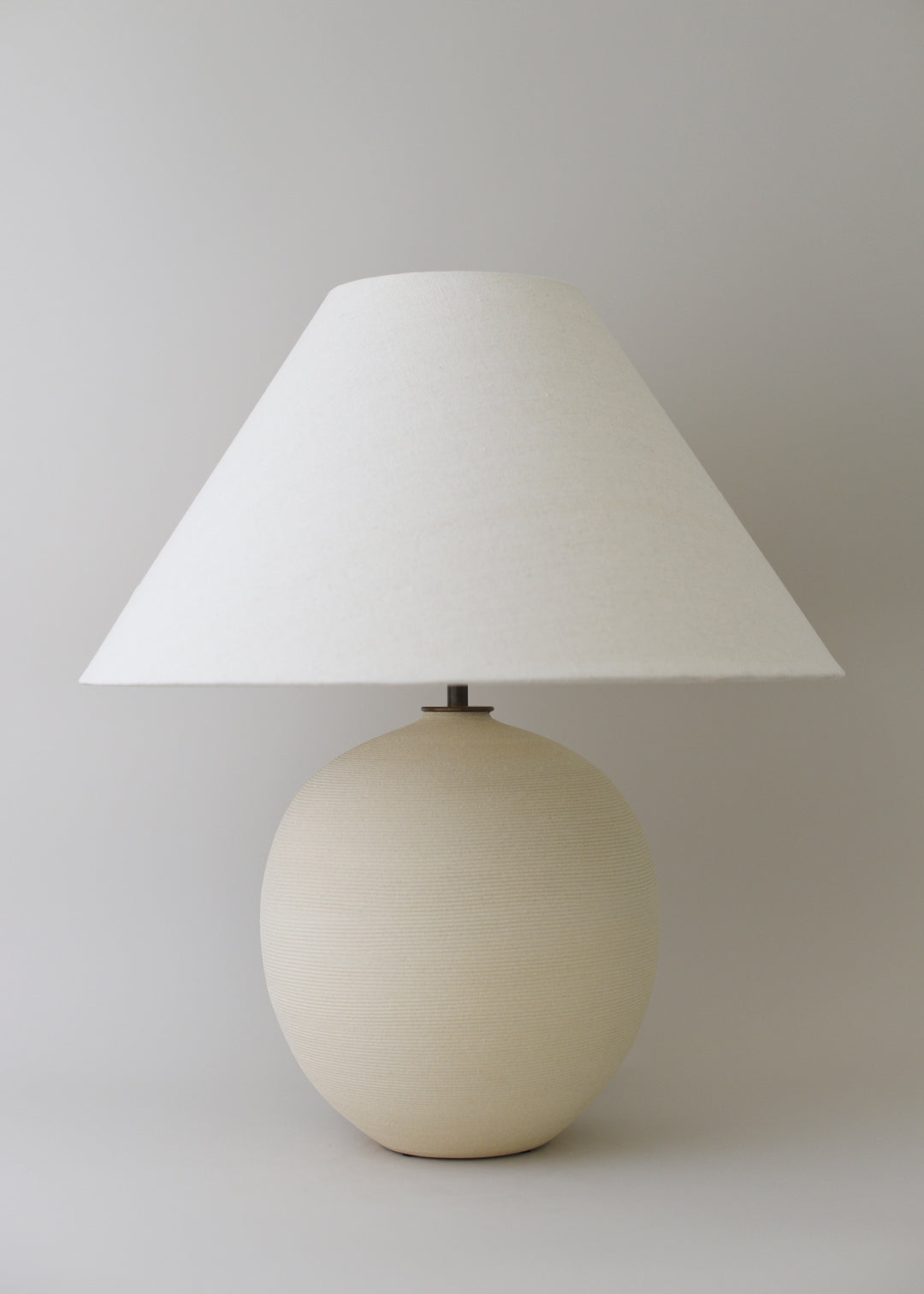 Large Orb Lamp in Combed Chalk with Empire Shade - Victoria Morris Pottery
