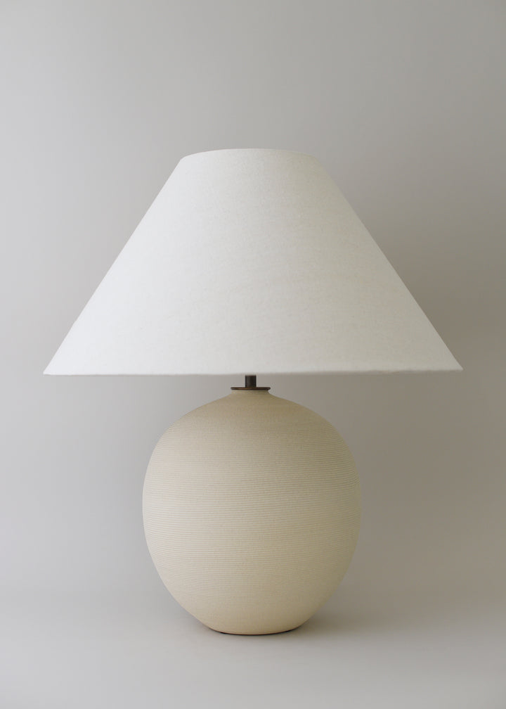 Large Orb Lamp in Combed Chalk with Empire Shade - Victoria Morris Pottery