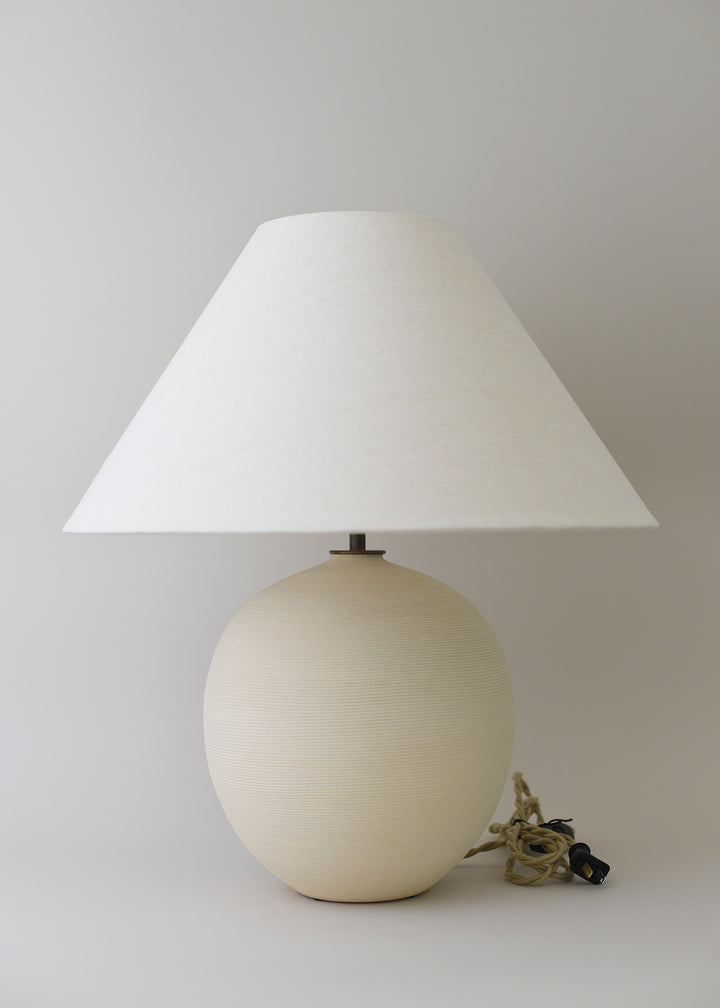 Large Orb Lamp in Combed Chalk with Empire Shade - Victoria Morris Pottery