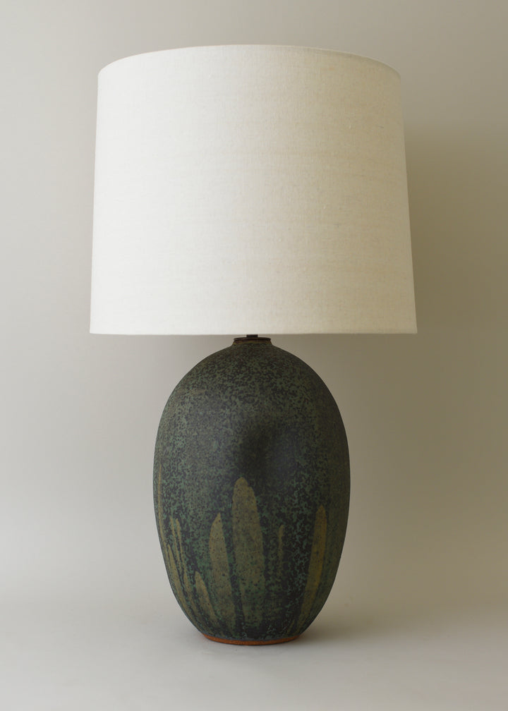 Large Oval Dimple Lamp in Lichen - Victoria Morris Pottery