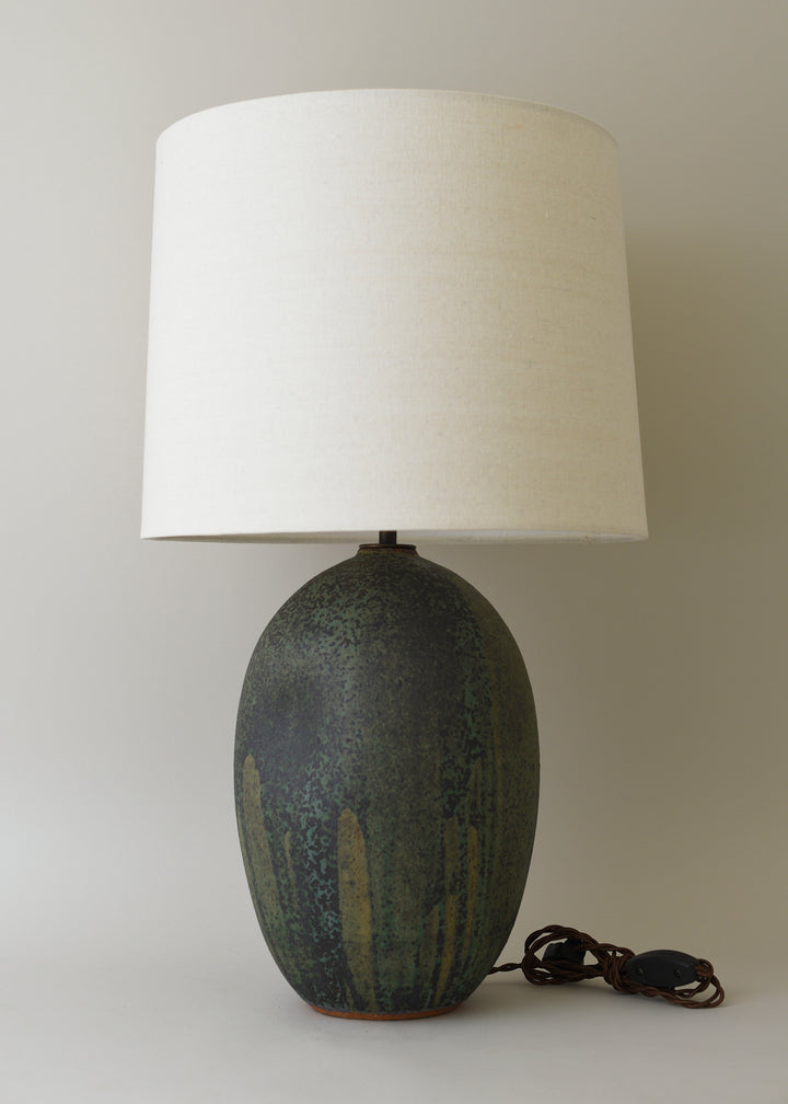 Large Oval Dimple Lamp in Lichen - Victoria Morris Pottery