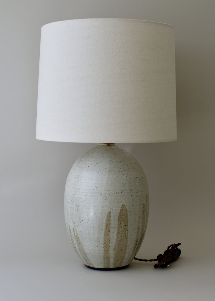 Large Oval Lamp in Flecked Ivory - Victoria Morris Pottery