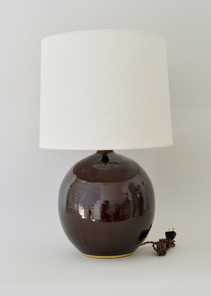 Large Orb Lamp in Dark Amber - Victoria Morris Pottery