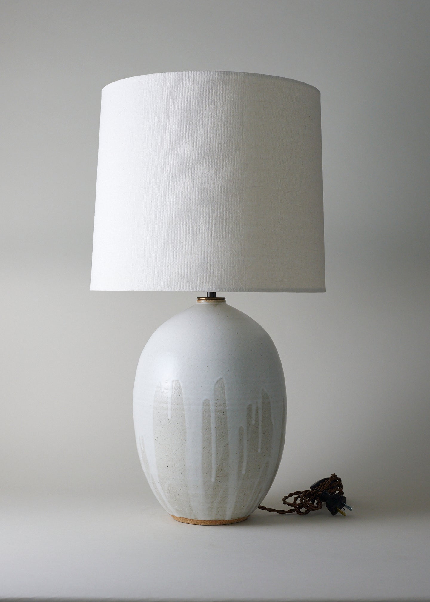 Large Oval Lamp in Flecked Ivory - Victoria Morris Pottery