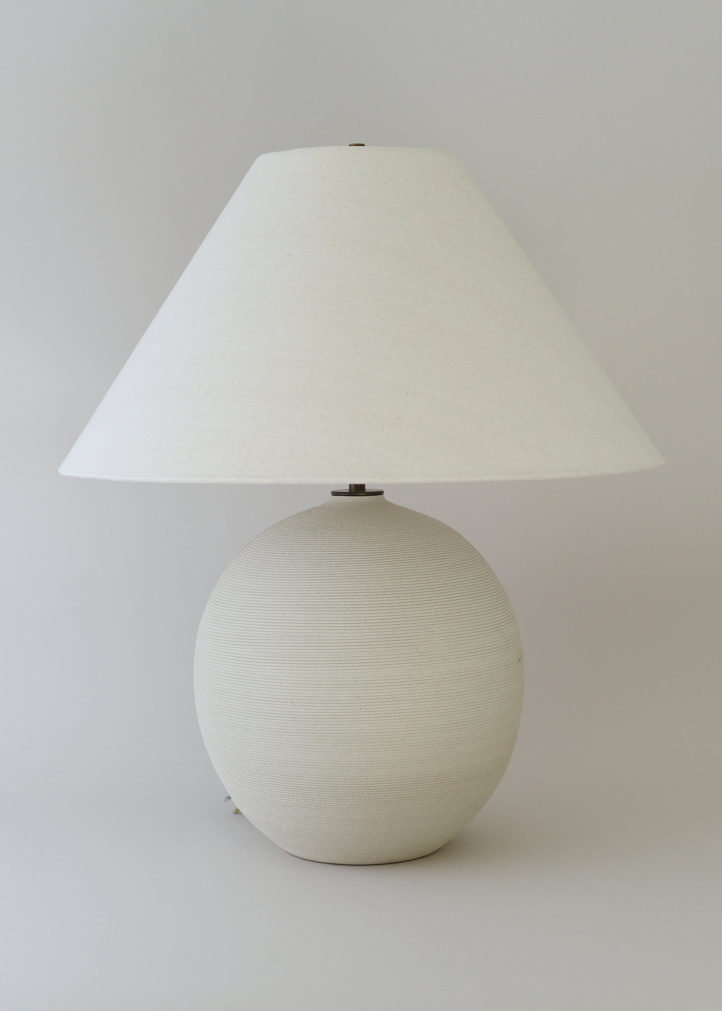 Large Orb Lamp in Combed Chalk with Empire Shade - Victoria Morris Pottery