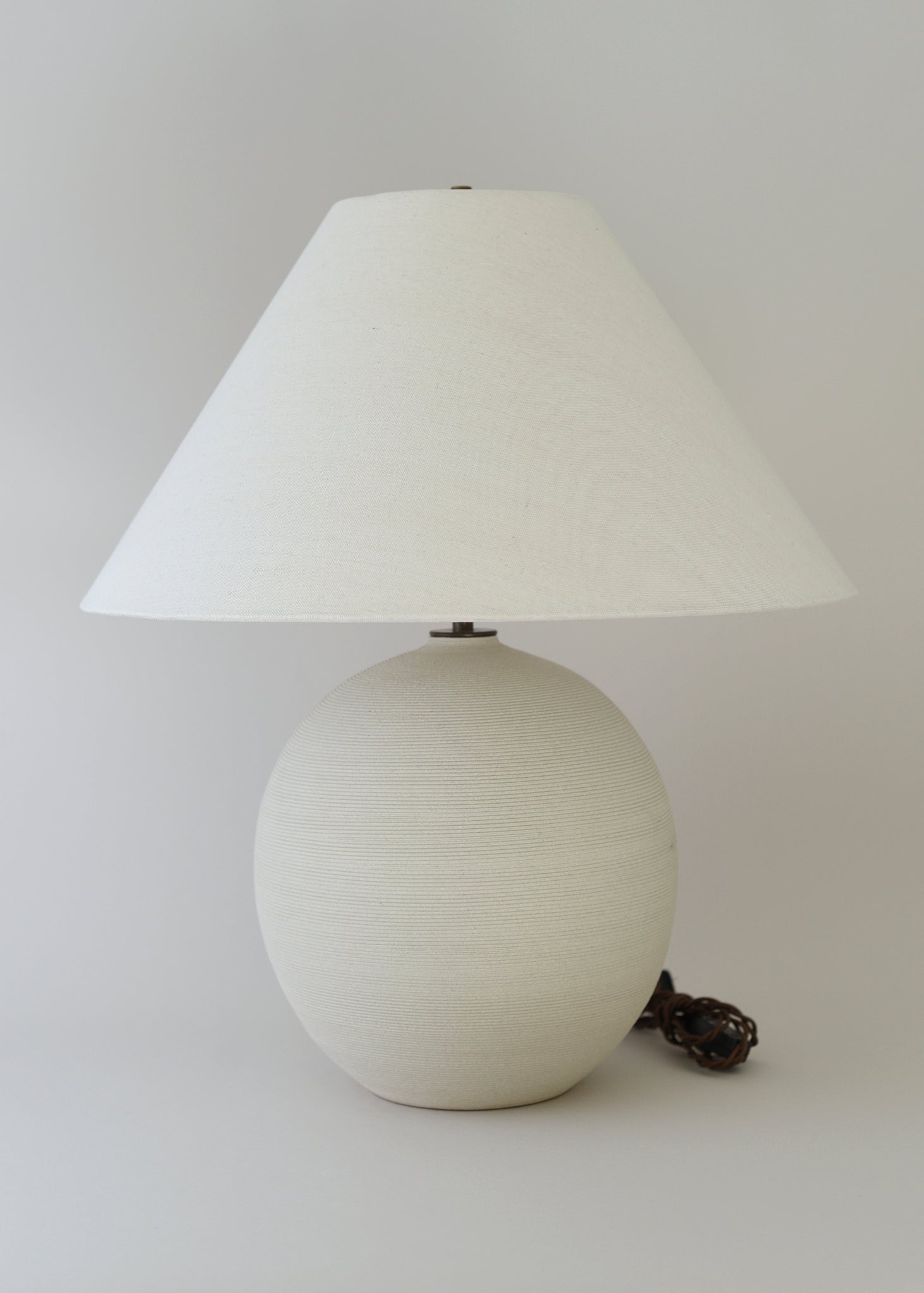 Large Orb Lamp in Combed Chalk with Empire Shade - Victoria Morris