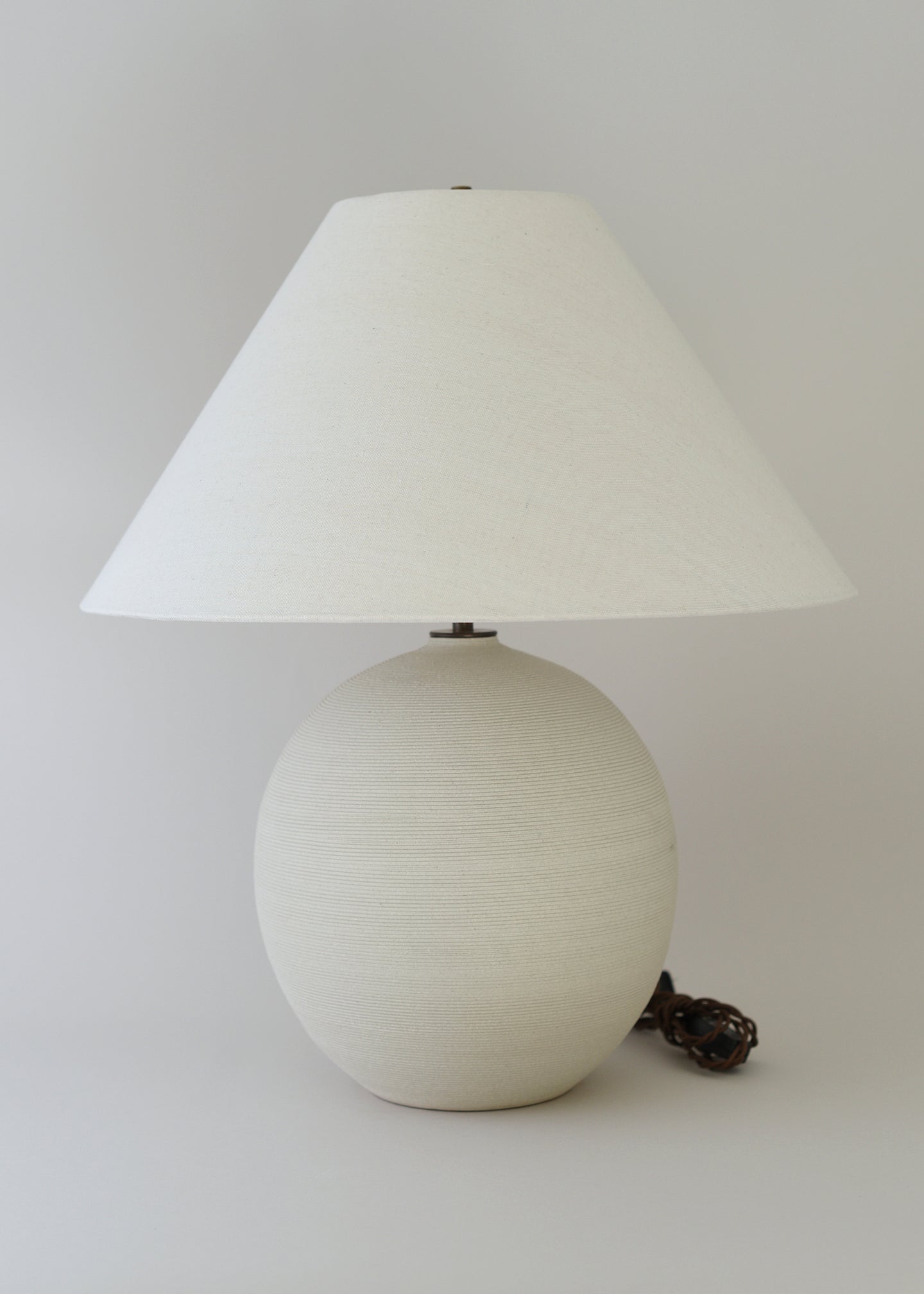 Large Orb Lamp in Combed Chalk with Empire Shade - Victoria Morris Pottery