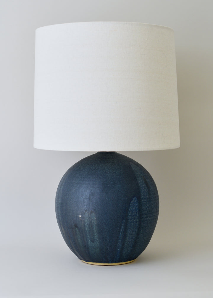 Large Orb Lamp in Poured Ink - Victoria Morris Pottery
