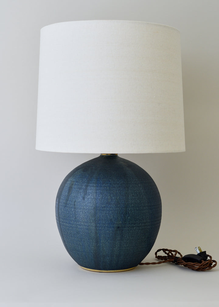 Large Orb Lamp in Poured Ink - Victoria Morris Pottery
