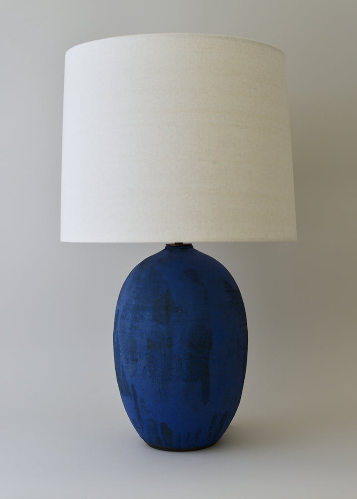 Large Oval Lamp in Brushed Cobalt - Victoria Morris Pottery