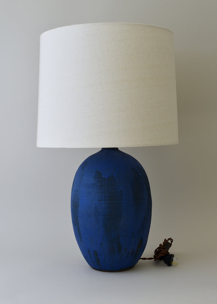Large Oval Lamp in Brushed Cobalt - Victoria Morris Pottery