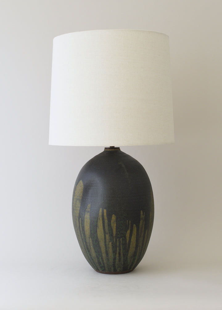 Large Oval Dimple Lamp in Lichen - Victoria Morris Pottery
