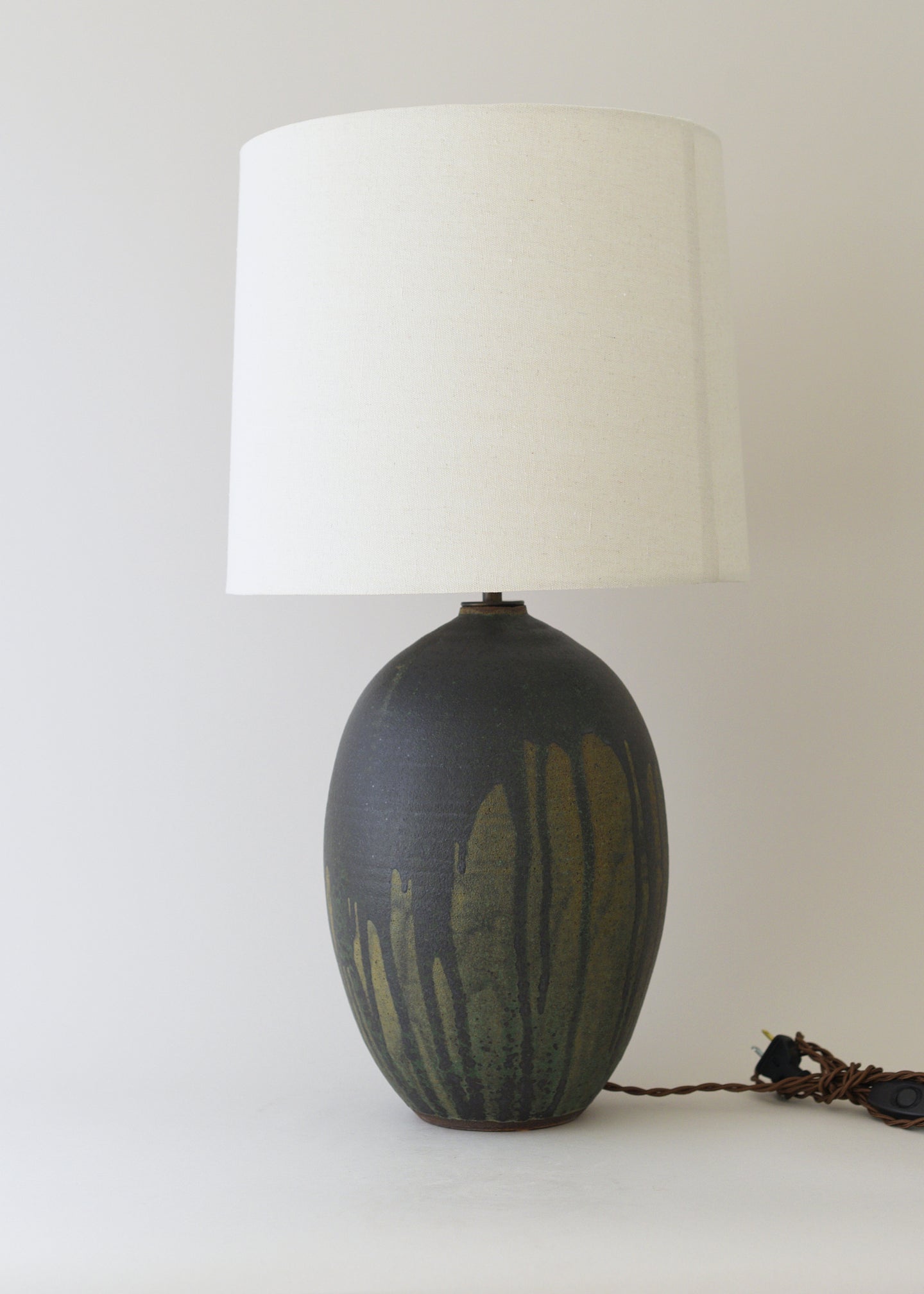 Large Oval Dimple Lamp in Lichen - Victoria Morris Pottery