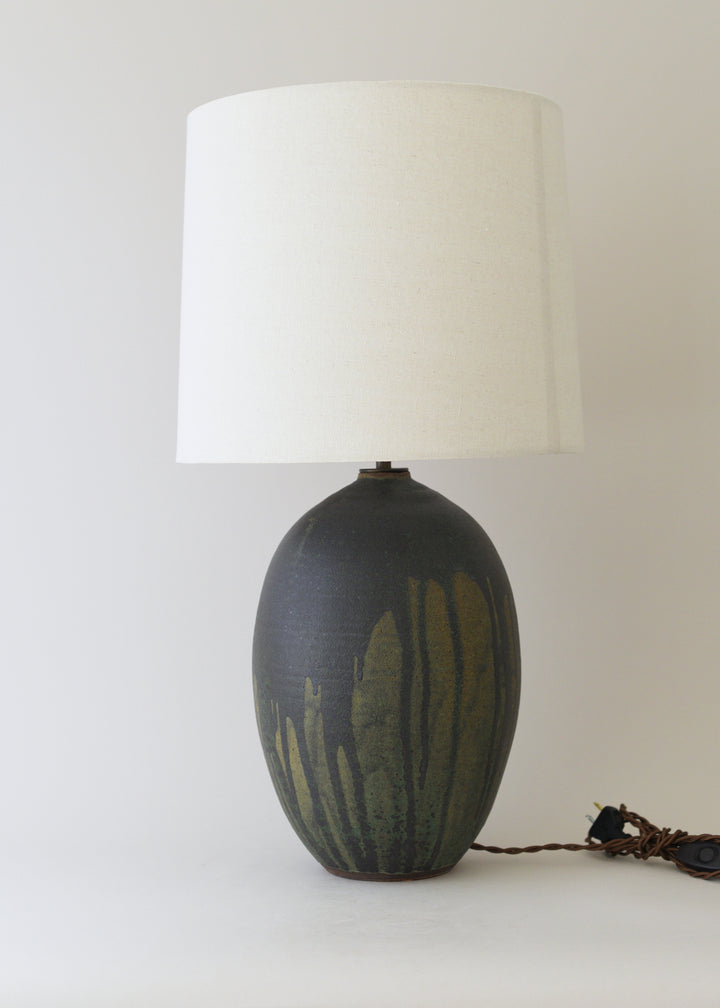 Large Oval Dimple Lamp in Lichen - Victoria Morris Pottery