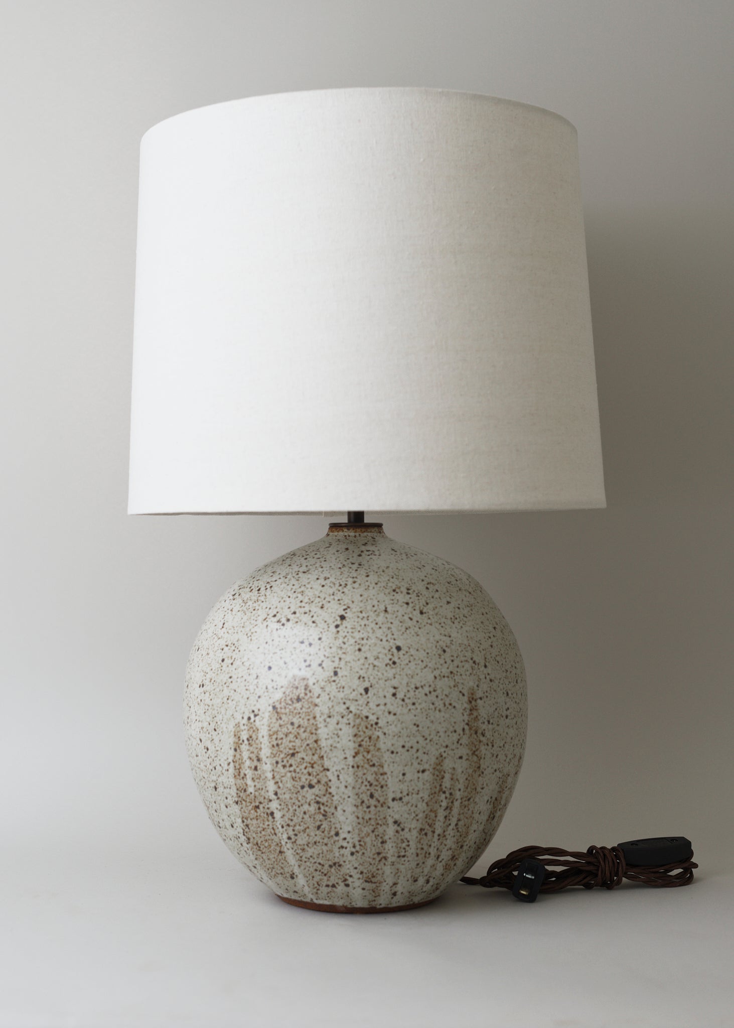 Large Orb Lamp in Poured Mottled Ivory - Victoria Morris Pottery