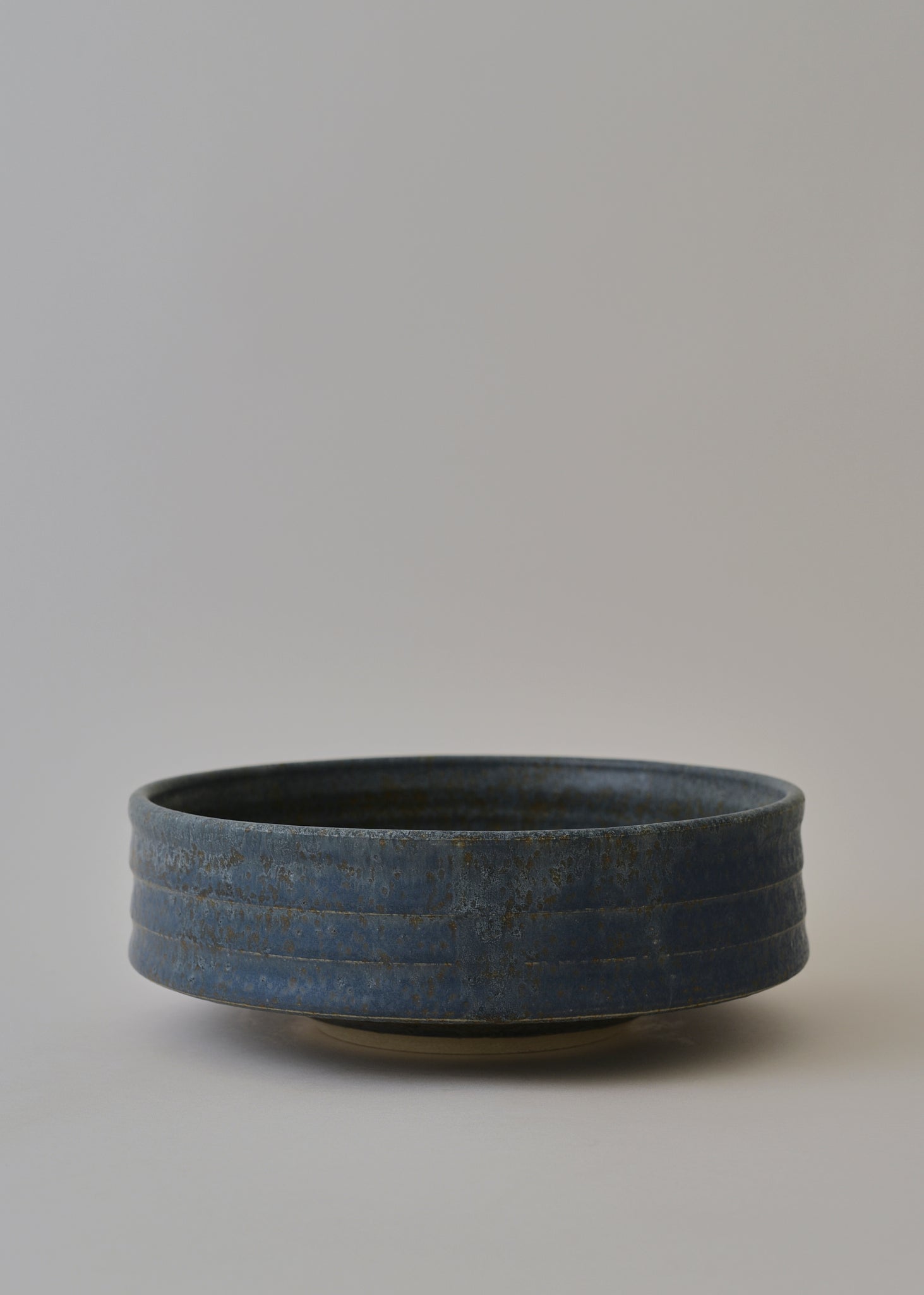 Large Ridged Architectural Bowl in Lake Blue - Victoria Morris Pottery