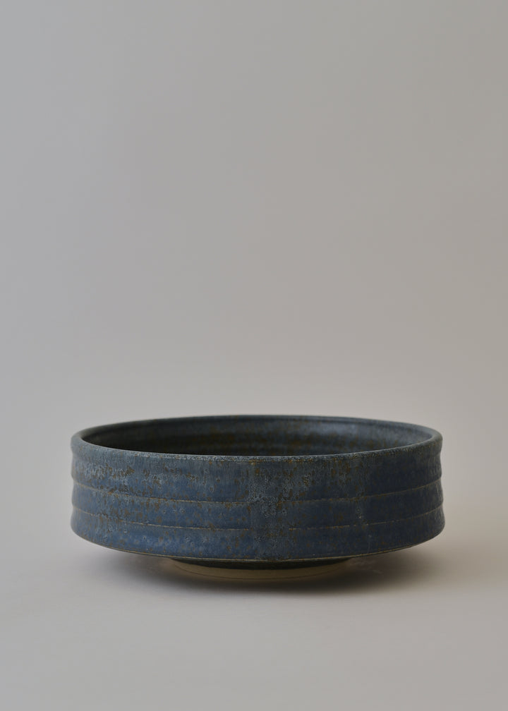 Large Ridged Architectural Bowl  in Lake Blue - Victoria Morris Pottery