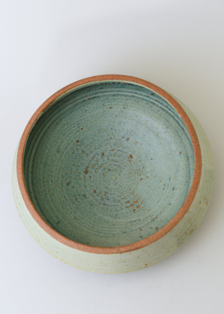 Large Ridged Architectural Bowl in Copper Green - Victoria Morris Pottery