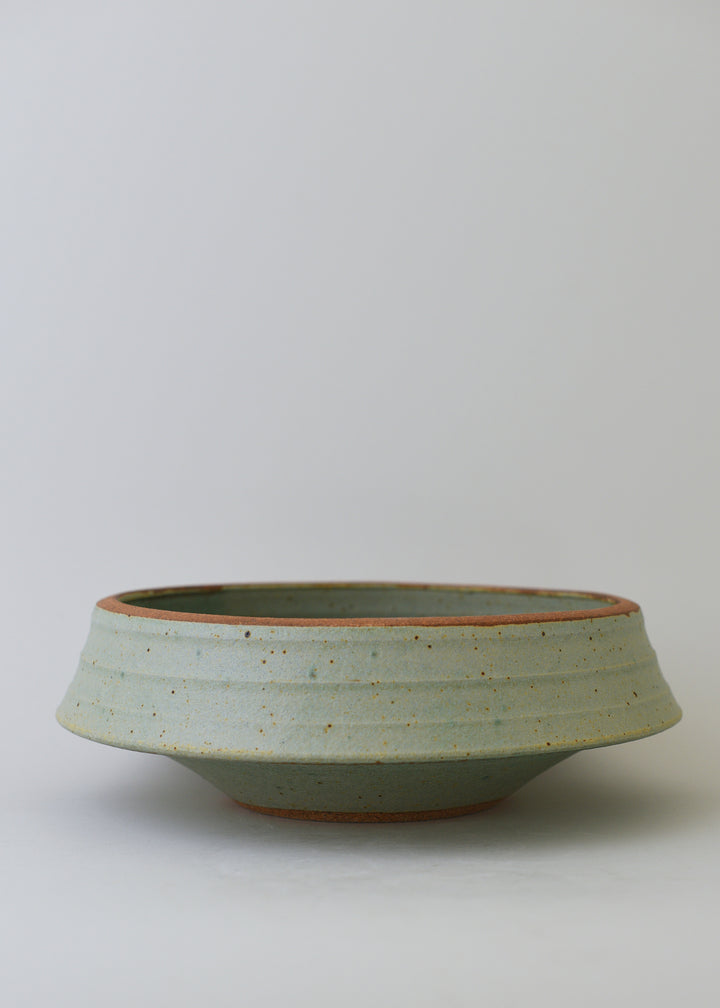 Large Ridged Architectural Bowl in Copper Green - Victoria Morris Pottery