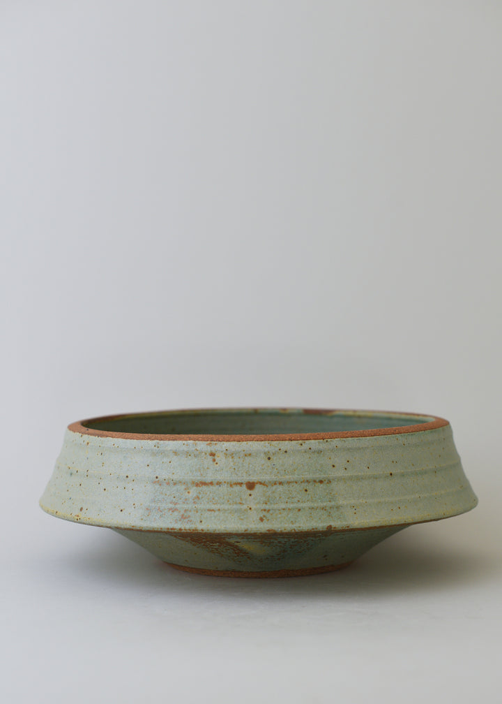Large Ridged Architectural Bowl in Copper Green - Victoria Morris Pottery
