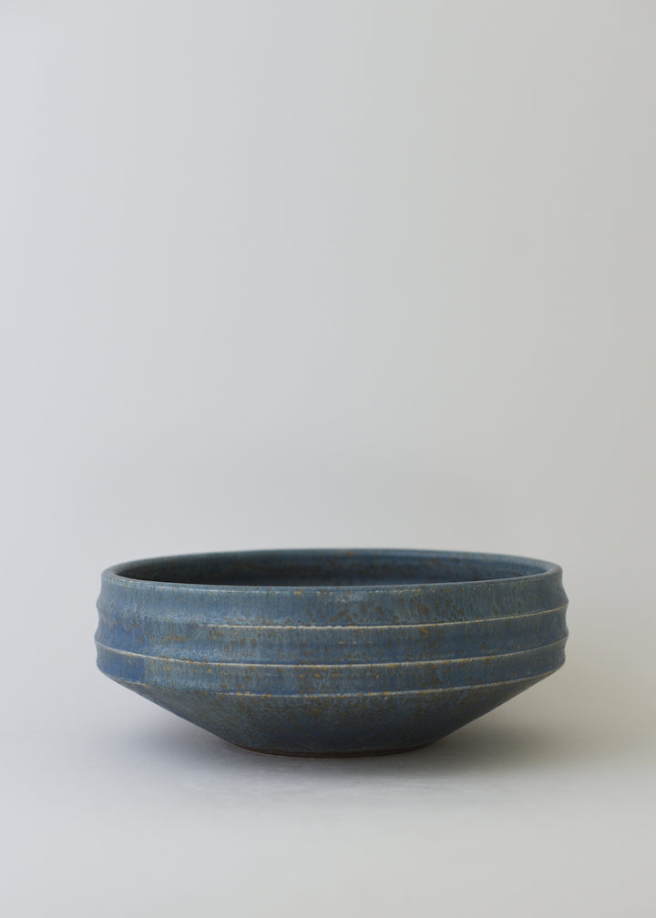 Large Ridged Architectural Bowl  in Lake Blue - Victoria Morris Pottery