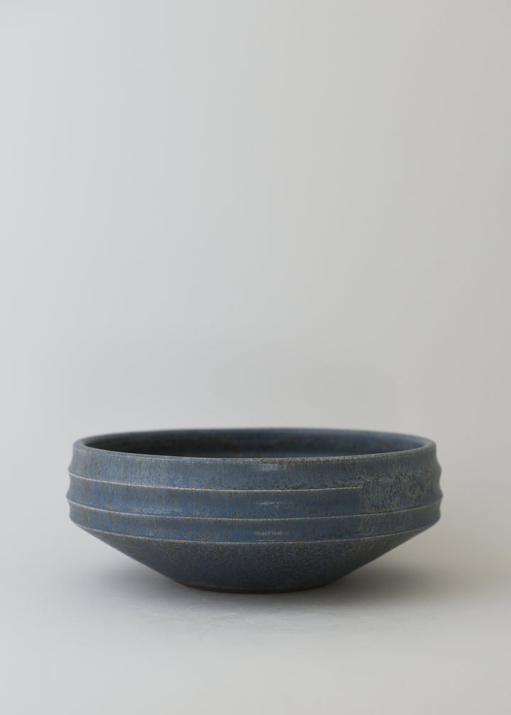 Large Ridged Architectural Bowl  in Lake Blue - Victoria Morris Pottery