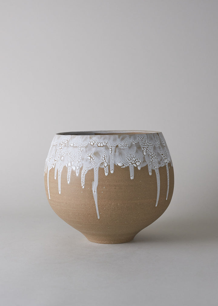 Rounded Vessel no. 1 in Dripped Textured White - Victoria Morris Pottery