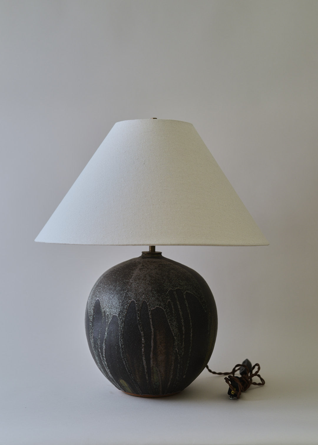 Large Dimple Orb Lamp in Lichen - Limited Edition - Victoria Morris Pottery