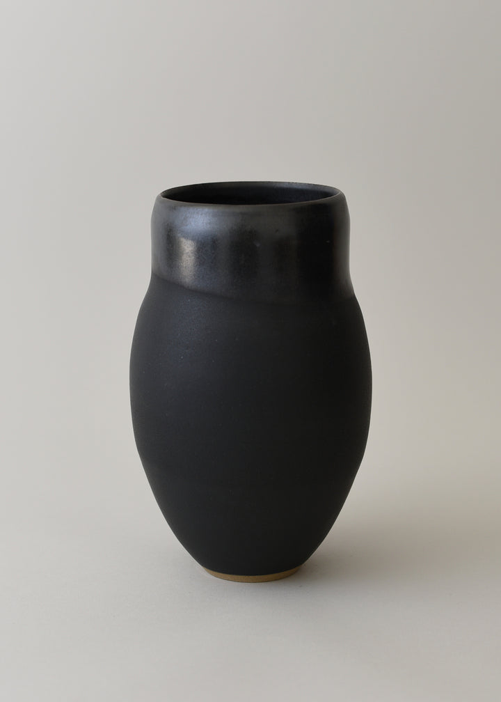 Small Figure Vase in Charcoal Stripe - Victoria Morris Pottery
