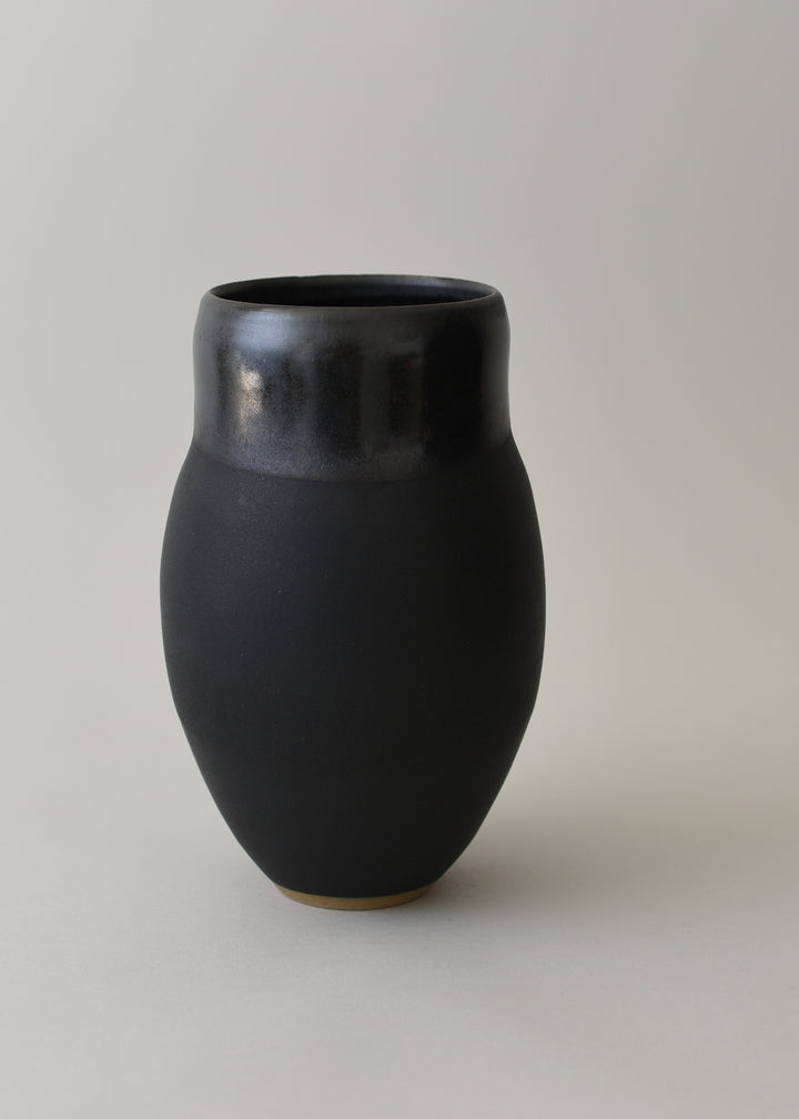 Small Figure Vase in Charcoal Stripe - Victoria Morris Pottery