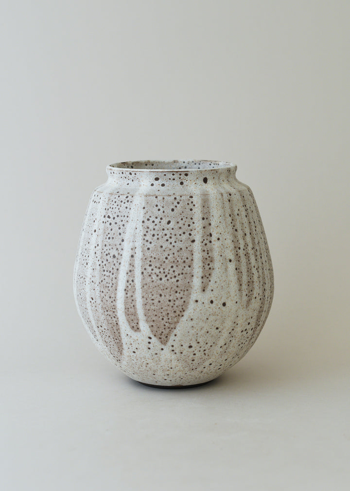 Low Poppy Vase in Poured White - Victoria Morris Pottery