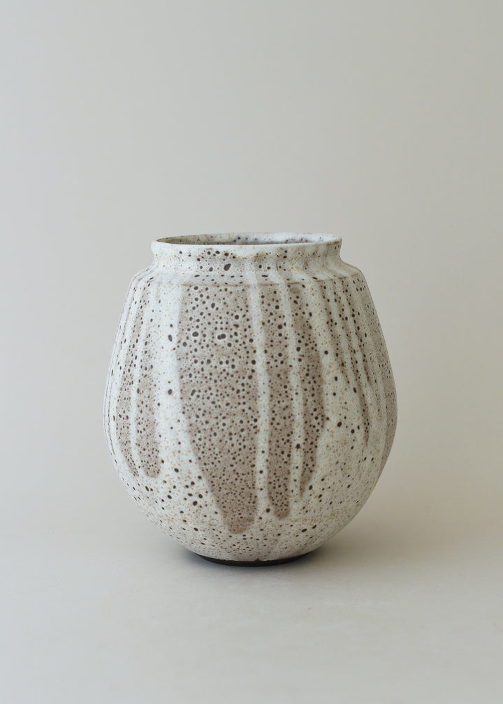 Low Poppy Vase in Poured White - Victoria Morris Pottery