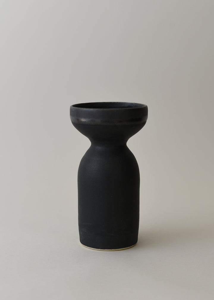 Small Oko Vase no. 2 in Charcoal Stripe - Victoria Morris Pottery