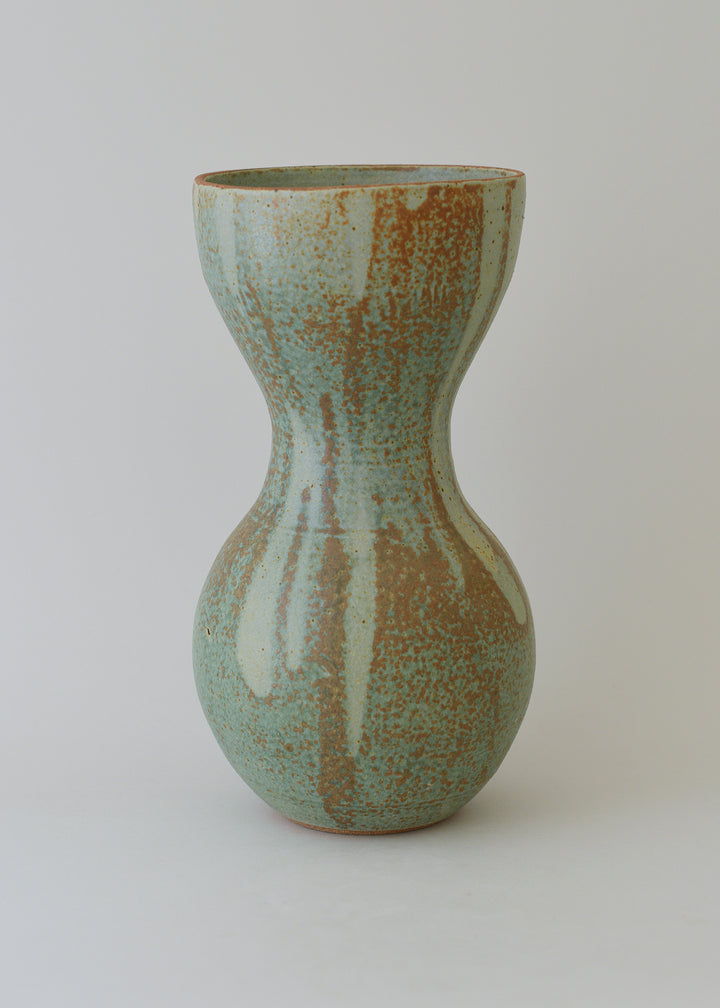 Large Flora Series Vase in Poured Copper Green - Victoria Morris Pottery
