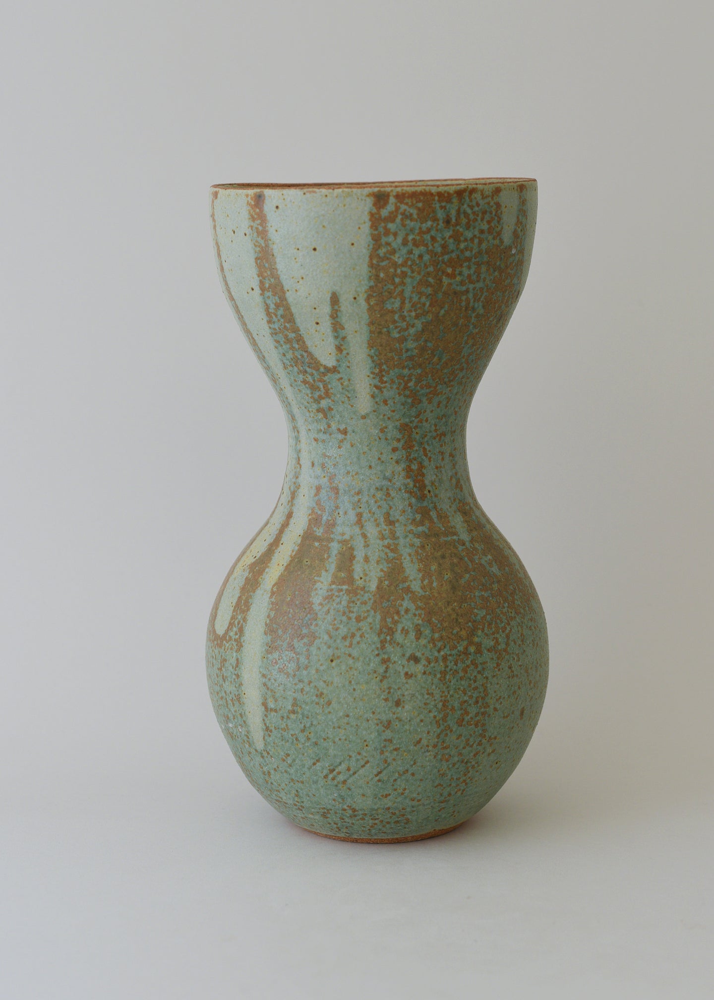 Large Flora Series Vase in Poured Copper Green - Victoria Morris Pottery