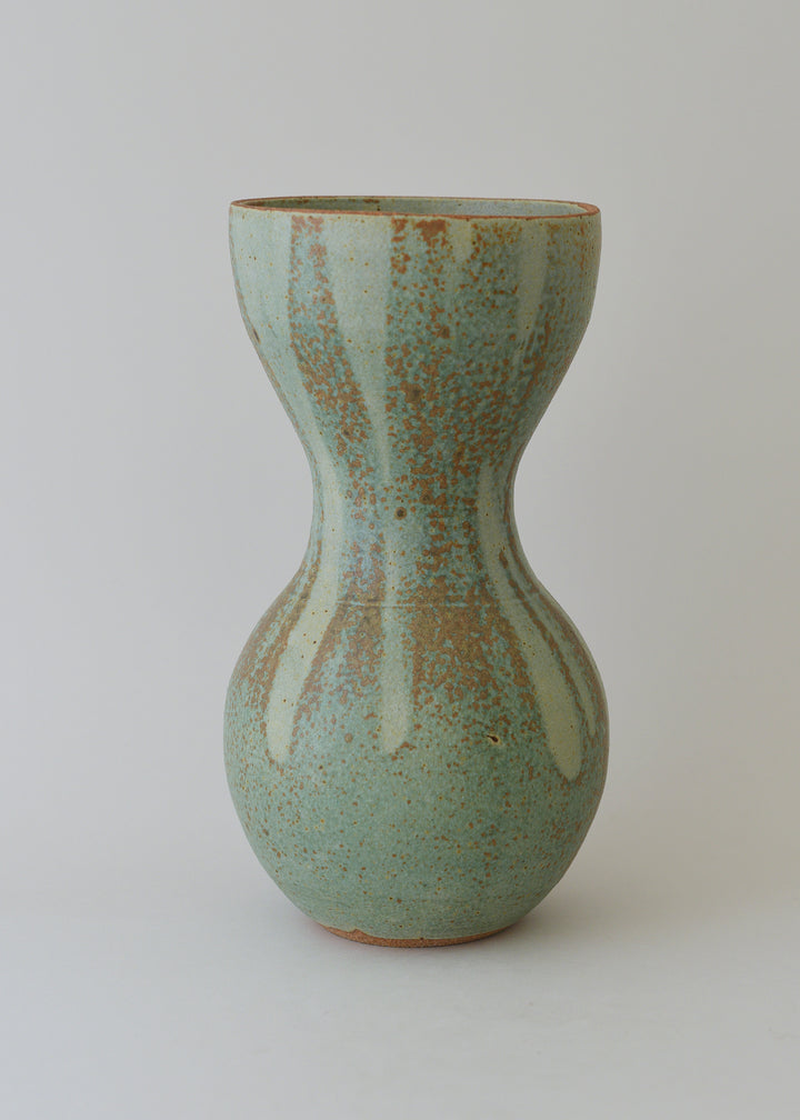 Large Flora Series Vase in Poured Copper Green - Victoria Morris Pottery