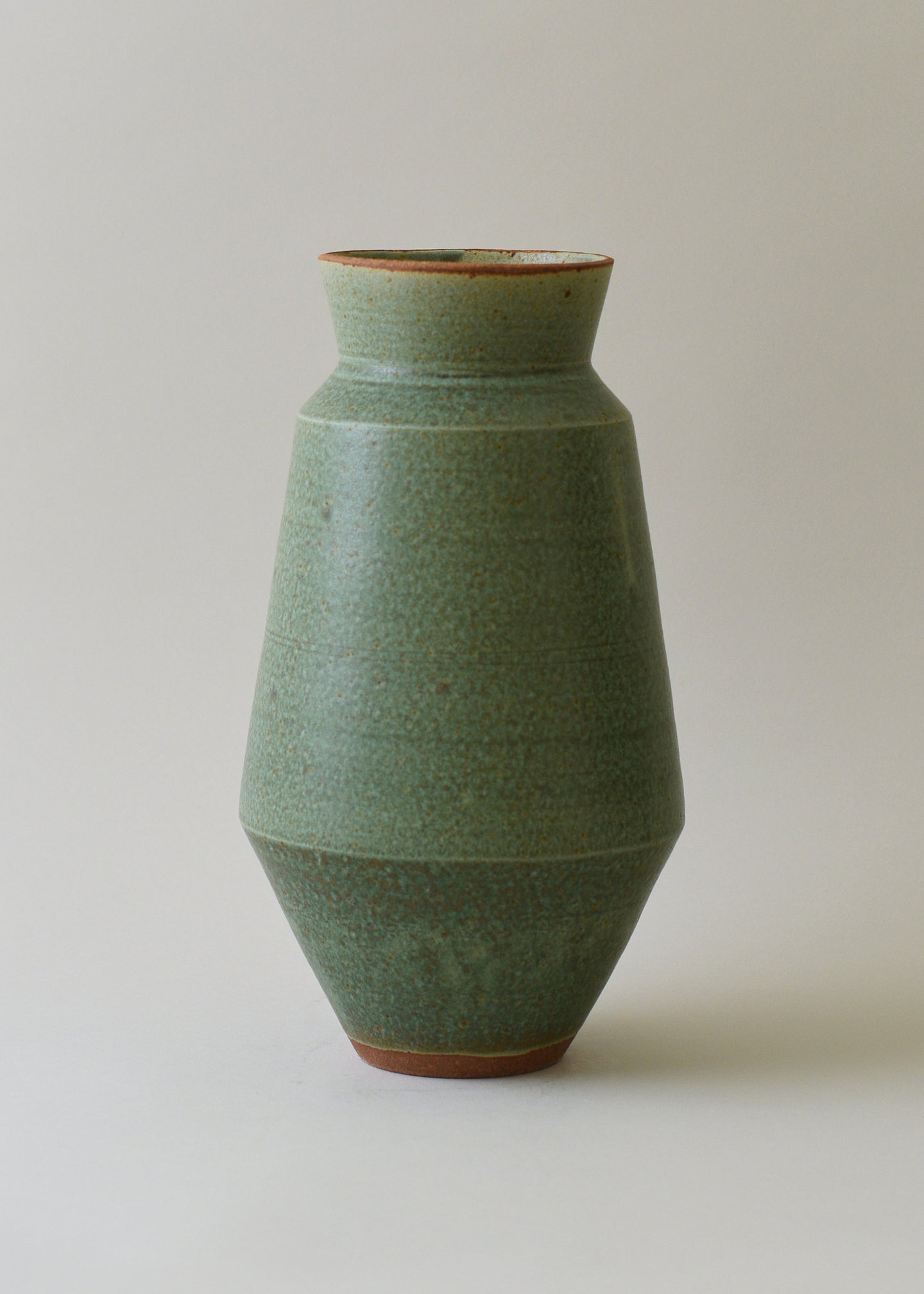 Tall Cubist Vase Series in Copper Green - Victoria Morris Pottery