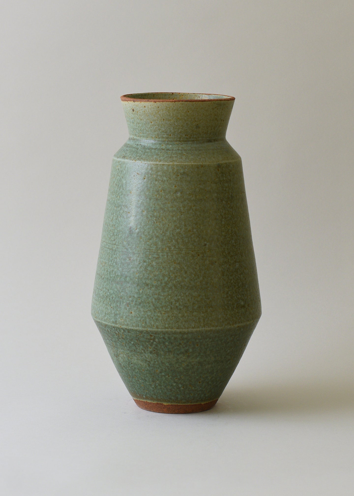 Tall Cubist Vase Series in Copper Green - Victoria Morris Pottery