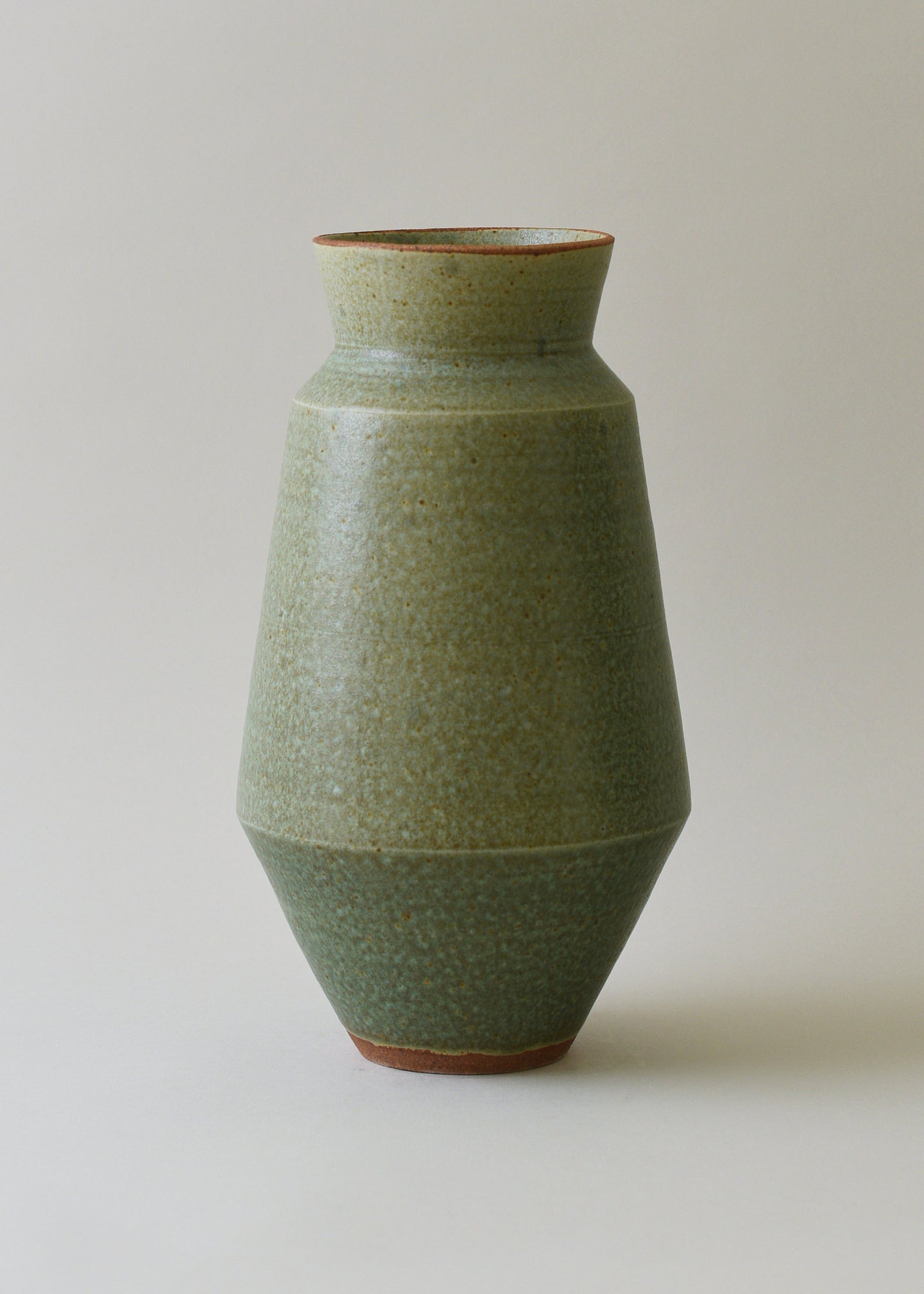 Tall Cubist Vase Series in Copper Green - Victoria Morris Pottery