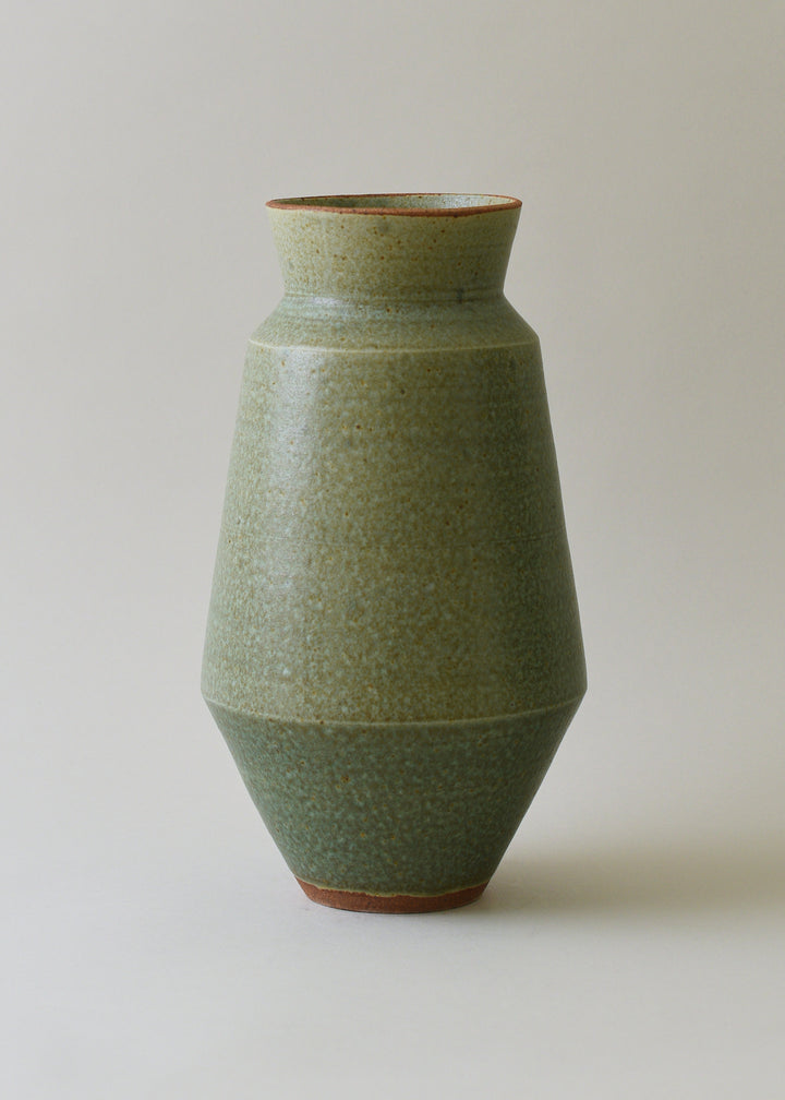 Tall Cubist Vase Series in Copper Green - Victoria Morris Pottery