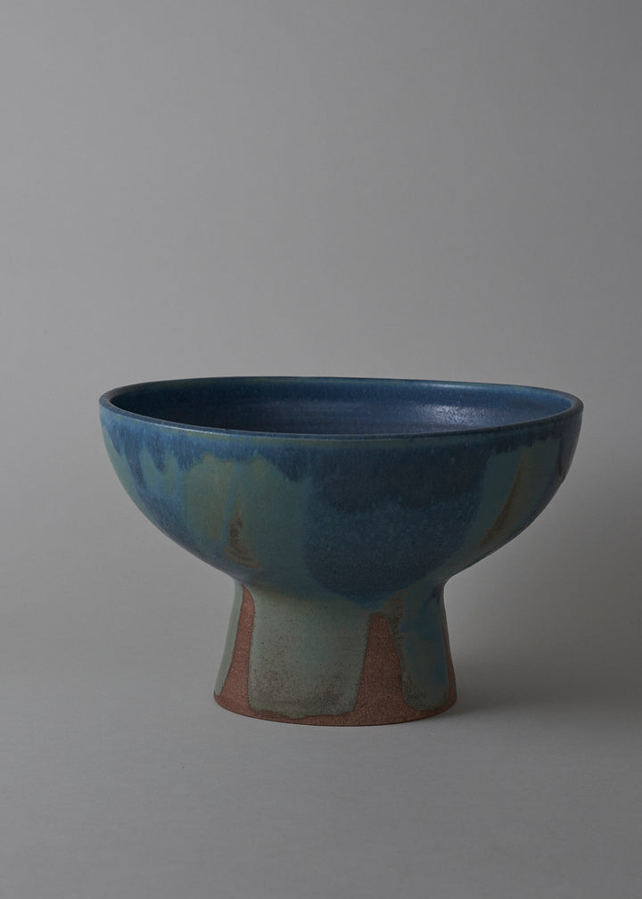 Wabi Sabi Footed Bowl in Azure - Victoria Morris Pottery