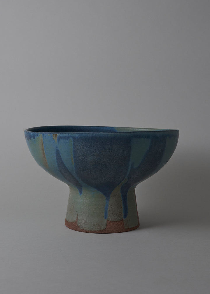 Wabi Sabi Footed Bowl in Azure - Victoria Morris Pottery