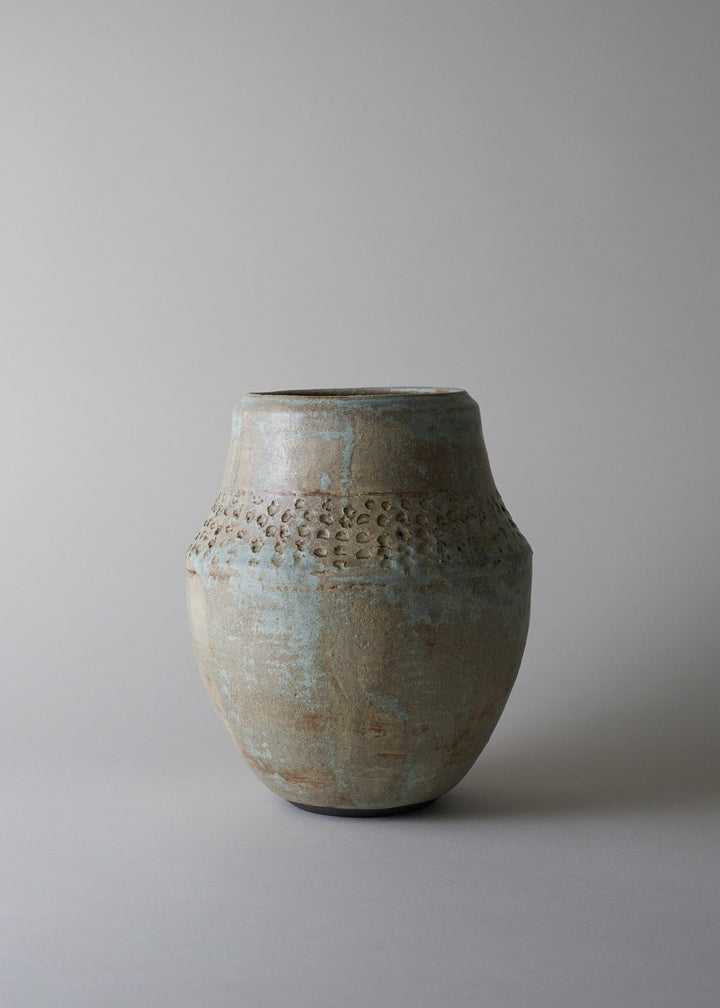 Carved Pueblo Series Vase in Brushed Mineral - Victoria Morris Pottery