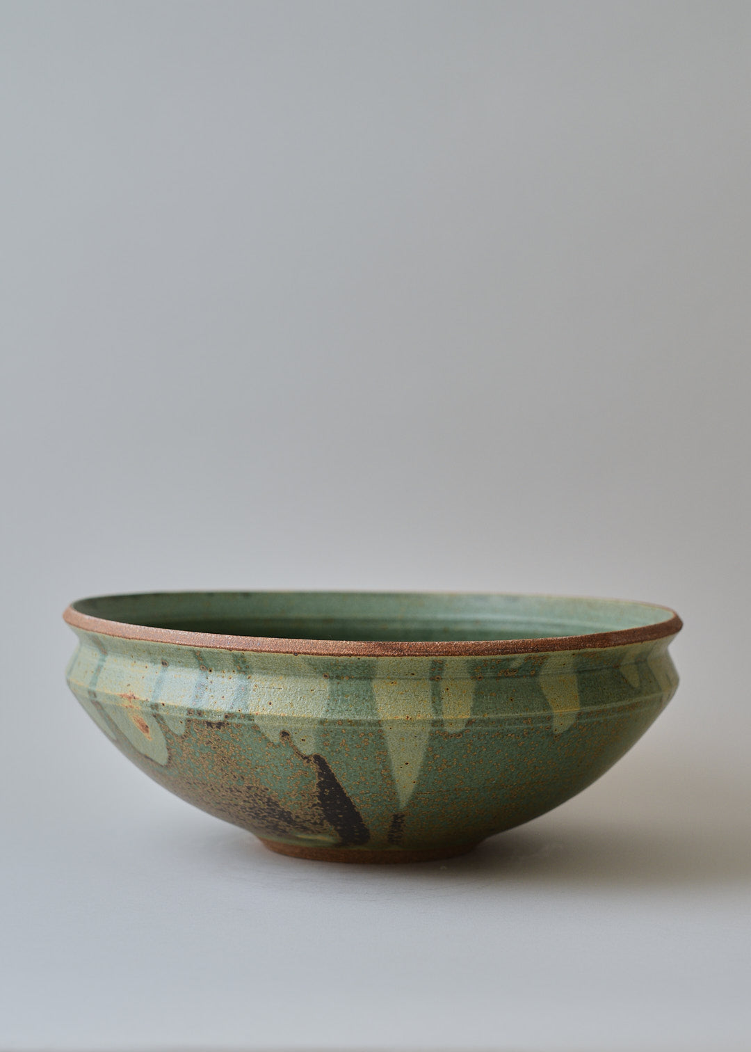 Large Diana Bowl in Poured Copper Green - Victoria Morris Pottery