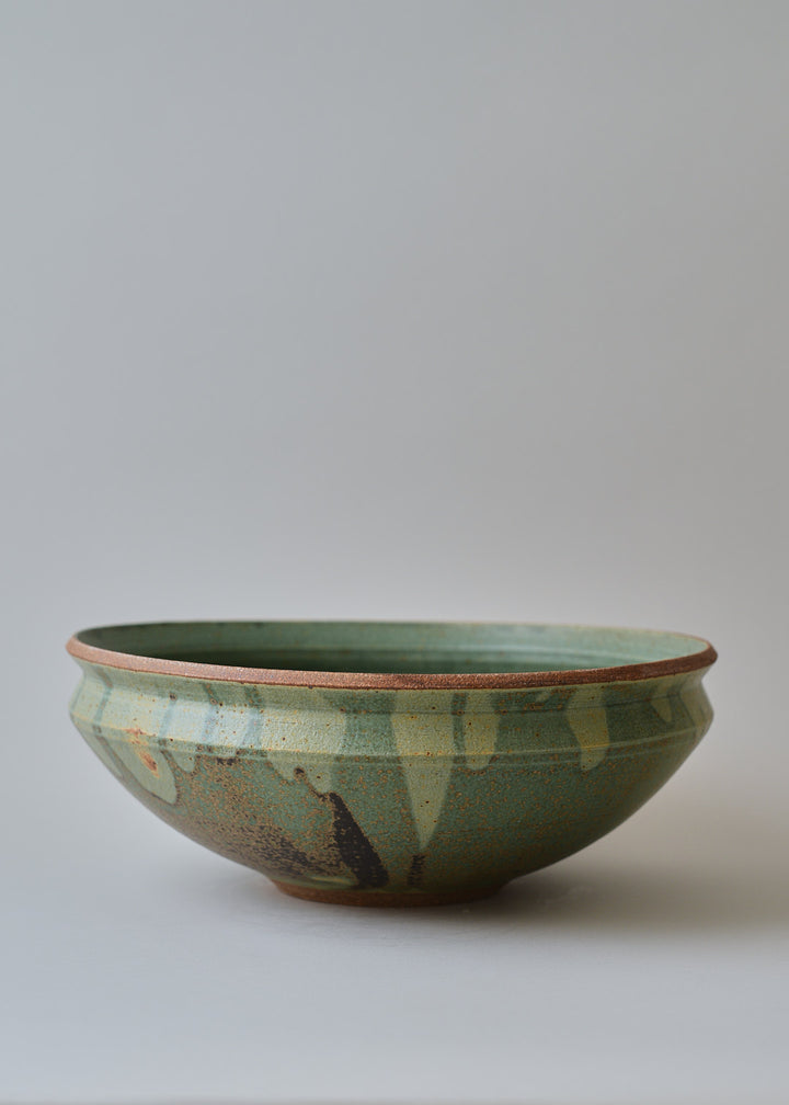 Large Diana Bowl in Poured Copper Green - Victoria Morris Pottery